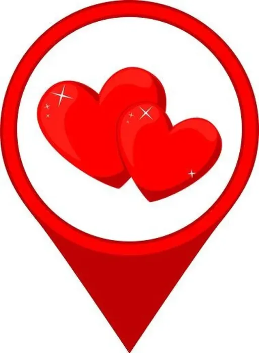 Framed Print : Cartoon red heart couple map pointer Framed Print : Cartoon red heart couple map pointer