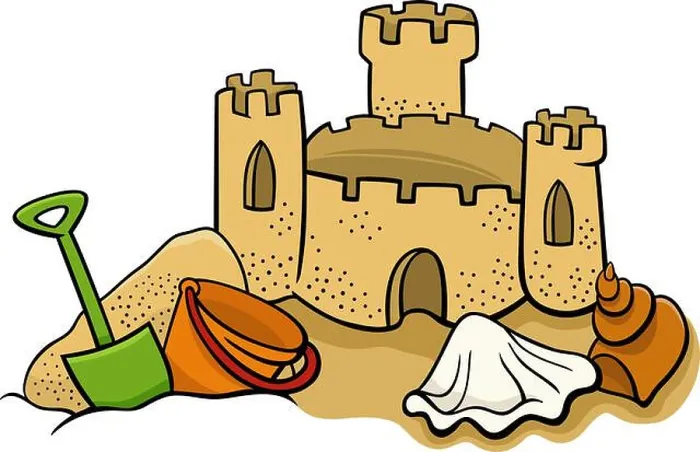Framed Print : cartoon sand castle on the beach clip art illustration Framed Print : cartoon sand castle on the beach clip art illustration