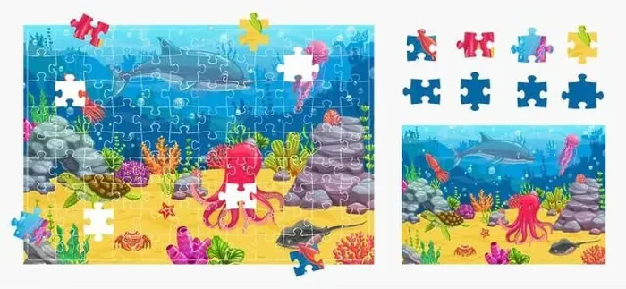 Framed Print : Cartoon sea underwater animals and landscape Framed Print : Cartoon sea underwater animals and landscape