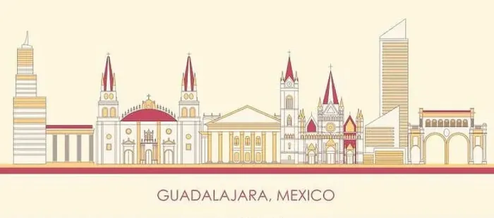 Framed Print : Cartoon Skyline panorama of city of Guadalajara, Mexico - vector illustration Framed Print : Cartoon Skyline panorama of city of Guadalajara, Mexico - vector illustration
