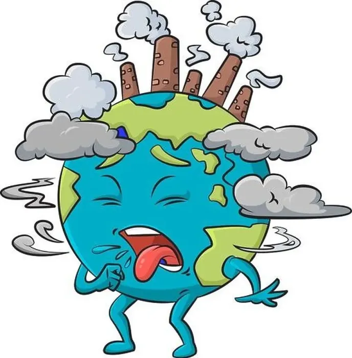 Framed Print : Cartoon vector illustration of planet Earth choking on pollution Framed Print : Cartoon vector illustration of planet Earth choking on pollution