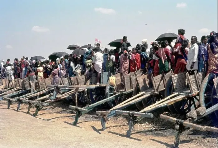 Framed Print : carts serves as a gallery for the keen audience of Jallikattu in Urangampatti, Madurai, Tamil Nadu, India
