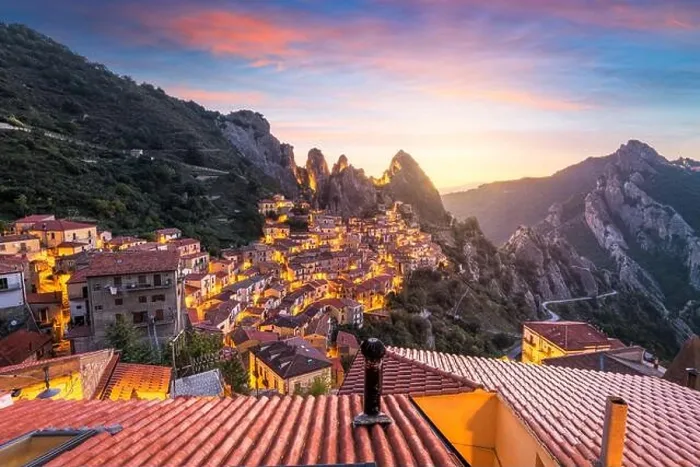 Framed Print : Castelmezzano, Italy in the Basilicata region at dawn Framed Print : Castelmezzano, Italy in the Basilicata region at dawn