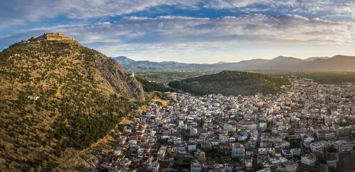 Framed Print : The castle on Larissa Hill, located near the town of Argos, Greece on sunrise light aerial view Framed Print : The castle on Larissa Hill, located near the town of Argos, Greece on sunrise light aerial view