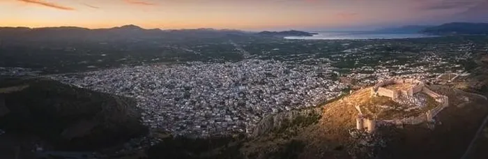 Framed Print : The castle on Larissa Hill, located near the town of Argos, Greece on sunrise light aerial view Framed Print : The castle on Larissa Hill, located near the town of Argos, Greece on sunrise light aerial view