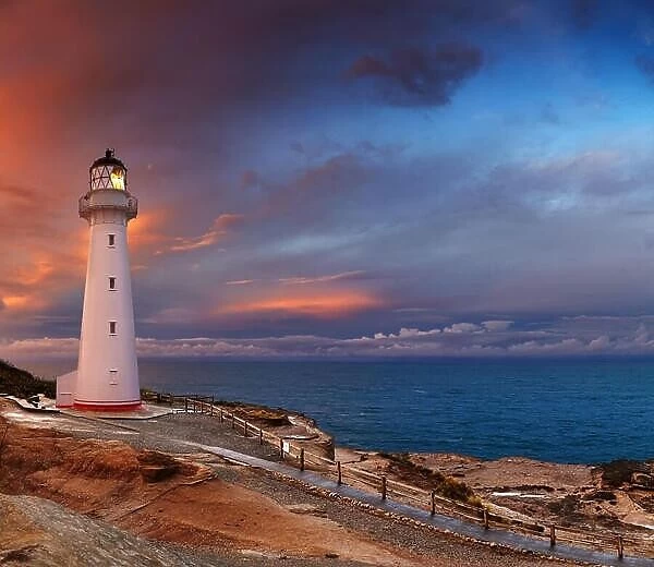 Castle Point Lighthouse, sunset, Wairarapa, New Zealand