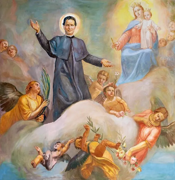 Framed Print : CATANIA, ITALY - APRIL 8, 2018: The painting of Don Bosco and Mary Help of Christians in the church Chiesa di San Filipo Neri by Giuseppe Barone Framed Print : CATANIA, ITALY - APRIL 8, 2018: The painting of Don Bosco and Mary Help of Christians in the church Chiesa di San Filipo Neri by Giuseppe Barone