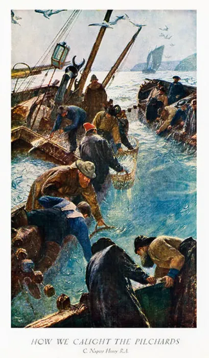 Framed Print : How We Caught The Pilchards 1895 painting by C Napier Hemy of Cornish fishermen gathering in their catch Framed Print : How We Caught The Pilchards 1895 painting by C Napier Hemy of Cornish fishermen gathering in their catch