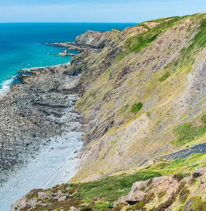 Framed Print : Caunter Beach and Cliffs from a drone Framed Print : Caunter Beach and Cliffs from a drone