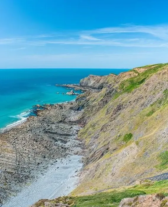 Framed Print : Caunter Beach and Cliffs from a drone Framed Print : Caunter Beach and Cliffs from a drone