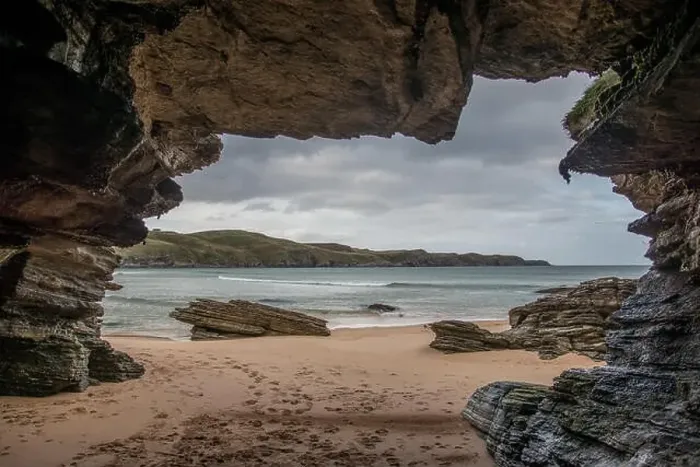 Framed Print : Cave on Strathy Beach in sutherland, scotland Framed Print : Cave on Strathy Beach in sutherland, scotland