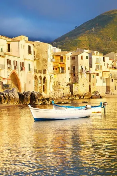 Framed Print : Cefalu medieval houses on the seashore, Cefalu Old Town, Sicily, Italy Framed Print : Cefalu medieval houses on the seashore, Cefalu Old Town, Sicily, Italy