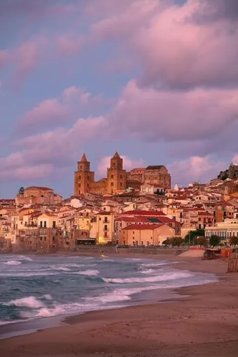 Framed Print : Cefalu, Sicily, Italy. Cityscape image if coastal town Cefalu in Sicily at dramatic sunset Framed Print : Cefalu, Sicily, Italy. Cityscape image if coastal town Cefalu in Sicily at dramatic sunset