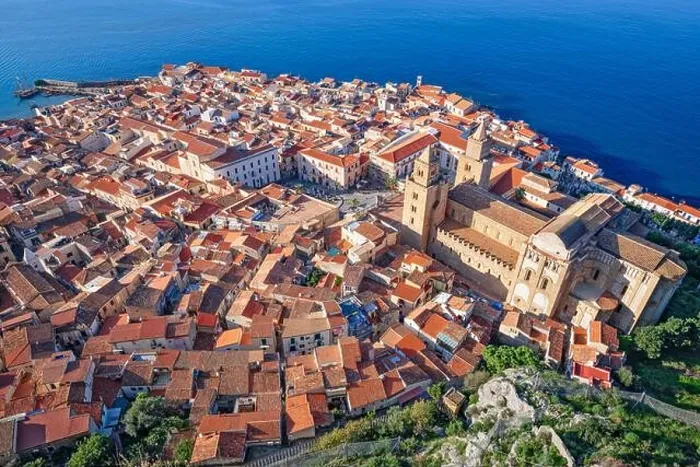 Framed Print : Cefalu, Sicily, Italy from above on the Tyrrhenian Sea Framed Print : Cefalu, Sicily, Italy from above on the Tyrrhenian Sea