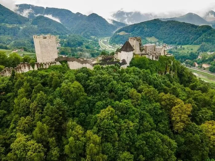 Framed Print : Celje Old Castle or Celjski Stari Grad Medieval Fortification in Julian Alps Mountains, Slovenia, Styria Framed Print : Celje Old Castle or Celjski Stari Grad Medieval Fortification in Julian Alps Mountains, Slovenia, Styria