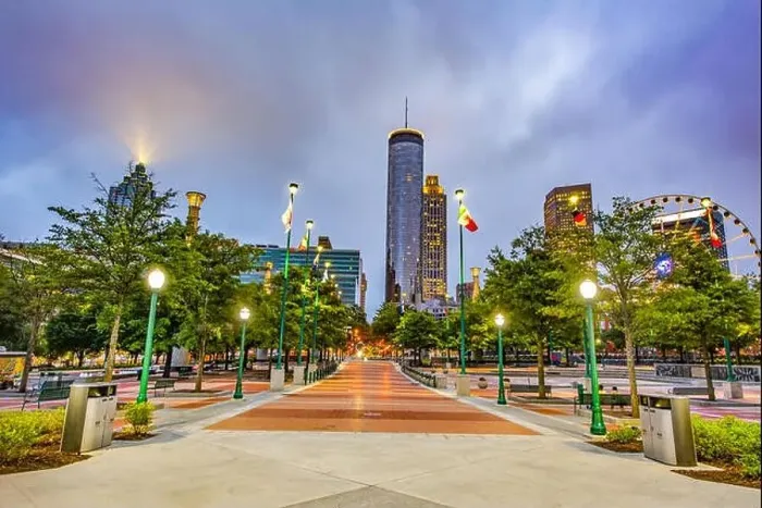 Framed Print : Centennial Park in Downtown Atlanta Georgia GA Framed Print : Centennial Park in Downtown Atlanta Georgia GA