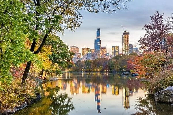 Central Park during autumn in New York City at twilight