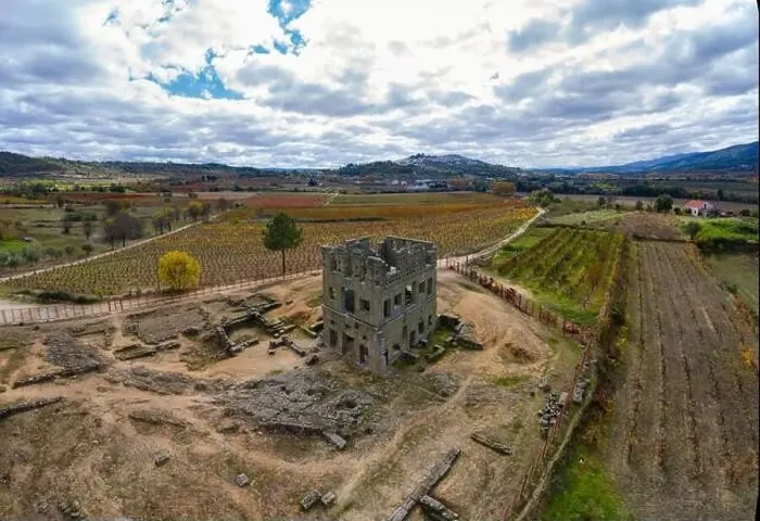 Framed Print : Centum Cellas mysterious ancient tower drone aerial view in Belmonte, Portugal Framed Print : Centum Cellas mysterious ancient tower drone aerial view in Belmonte, Portugal
