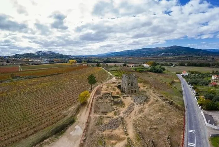 Framed Print : Centum Cellas mysterious ancient tower drone aerial view in Belmonte, Portugal Framed Print : Centum Cellas mysterious ancient tower drone aerial view in Belmonte, Portugal