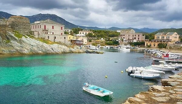 Centuri, view of the small village and port, Cap Corse, Corsica Island, France