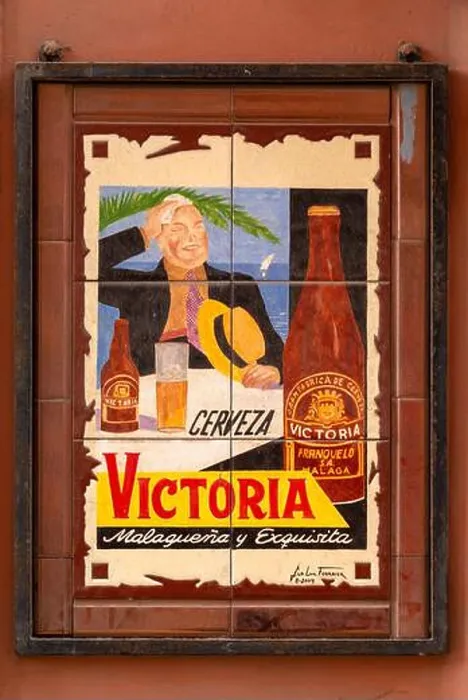 Framed Print : Ceramic tile advertising poster for Victoria beer brewed in Malaga, Spain - Cervezas Victoria Malagueña y exquisita Framed Print : Ceramic tile advertising poster for Victoria beer brewed in Malaga, Spain - Cervezas Victoria Malagueña y exquisita