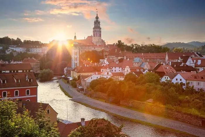 Framed Print : Cesky Krumlov. Aerial cityscape image of Cesky Krumlov, Czech Republic during summer sunset Framed Print : Cesky Krumlov. Aerial cityscape image of Cesky Krumlov, Czech Republic during summer sunset