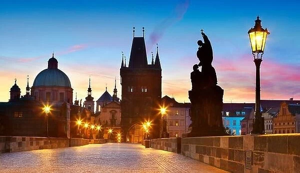 Charles Bridge skyline, Prague Old Town city, Czech Republic, UNESCO