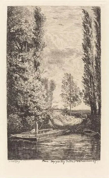 Framed Print : Charles-François Daubigny, (artist), French, 1817 - 1878, Ferry (Le Bac), 1850, etching Framed Print : Charles-François Daubigny, (artist), French, 1817 - 1878, Ferry (Le Bac), 1850, etching
