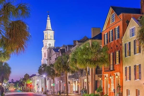 Charleston, South Carolina, USA cityscape in the historic French Quarter