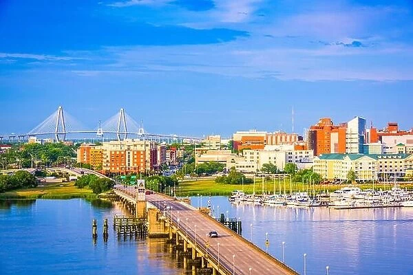 Charleston, South Carolina, USA skyline over the Ashley River