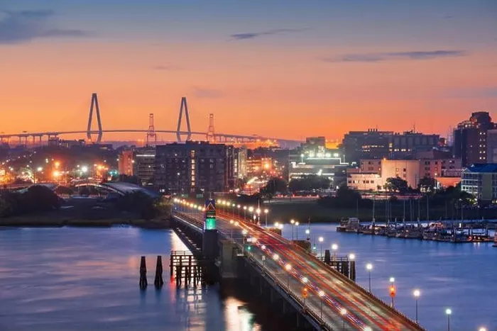 Framed Print : Charleston, South Carolina, USA skyline over the Ashley River at twilight Framed Print : Charleston, South Carolina, USA skyline over the Ashley River at twilight