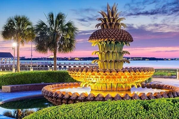 Charleston, South Carolina, USA at the Waterfront Park Pineapple Fountain