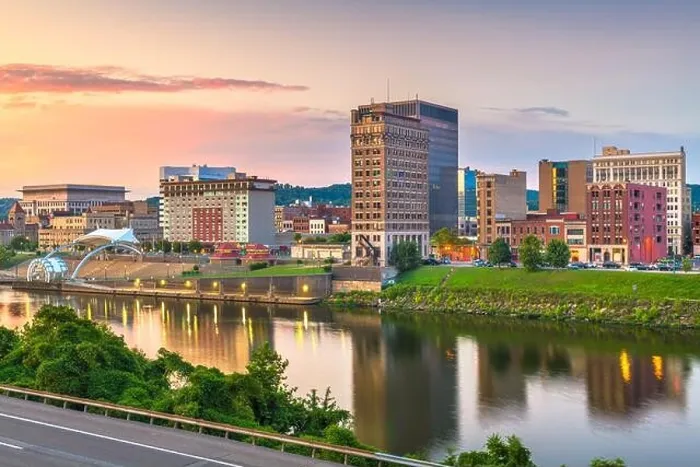 Framed Print : Charleston, West Virginia, USA downtown skyline on the river at dusk Framed Print : Charleston, West Virginia, USA downtown skyline on the river at dusk