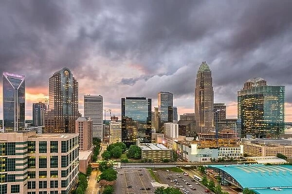 Charlotte, North Carolina, USA uptown cityscape at twilight