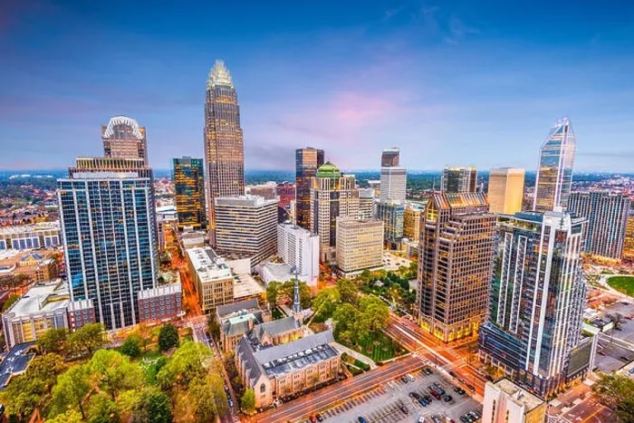 Framed Print : Charlotte, North Carolina, USA uptown cityscape at dusk Framed Print : Charlotte, North Carolina, USA uptown cityscape at dusk