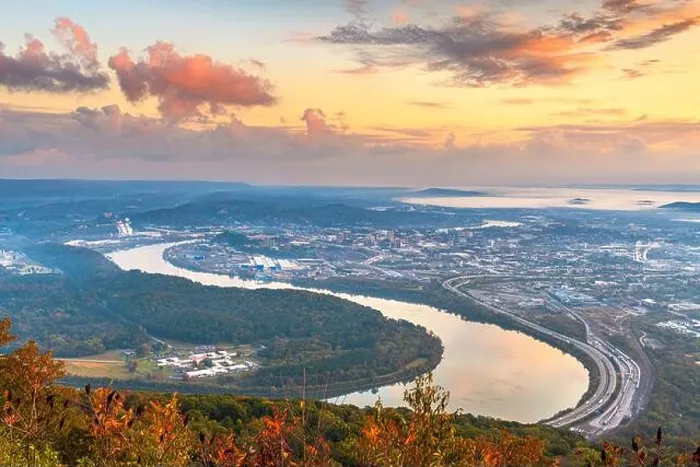 Framed Print : Chattanooga, Tennessee, USA view from Lookout Mountain at dawn Framed Print : Chattanooga, Tennessee, USA view from Lookout Mountain at dawn