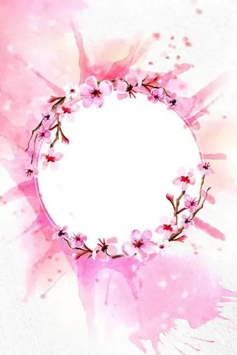 Framed Print : Cherry blossom on pink watercolor background Framed Print : Cherry blossom on pink watercolor background