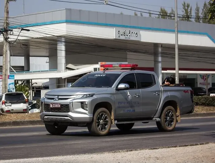 Framed Print : Chiangmai, Thailand - January 17 2020: Mitsubishi Triton Pickup Truck of Royal Thai Police Framed Print : Chiangmai, Thailand - January 17 2020: Mitsubishi Triton Pickup Truck of Royal Thai Police