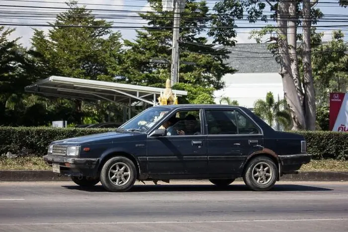 Framed Print : Chiangmai, Thailand - November 21 2019: Private old car Nissan Sunny Framed Print : Chiangmai, Thailand - November 21 2019: Private old car Nissan Sunny