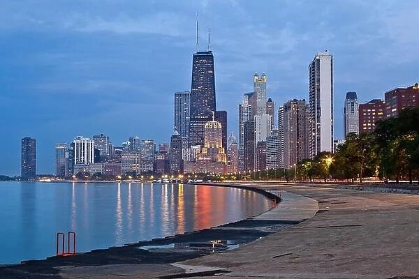 Chicago Skyline. Image of the Chicago downtown lakefront at twilight