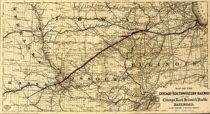 Framed Print : Chicago and Southwestern Railway and the Chicago, Rock Island & Pacific Railroad - 1869 Framed Print : Chicago and Southwestern Railway and the Chicago, Rock Island & Pacific Railroad - 1869