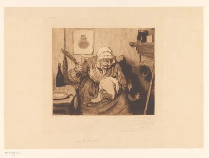 Framed Print : Child gets a spanking of an old woman Framed Print : Child gets a spanking of an old woman
