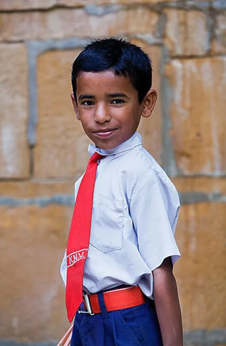 Framed Print : Child in school uniform, Jaisalmer, Rajasthan, India Framed Print : Child in school uniform, Jaisalmer, Rajasthan, India