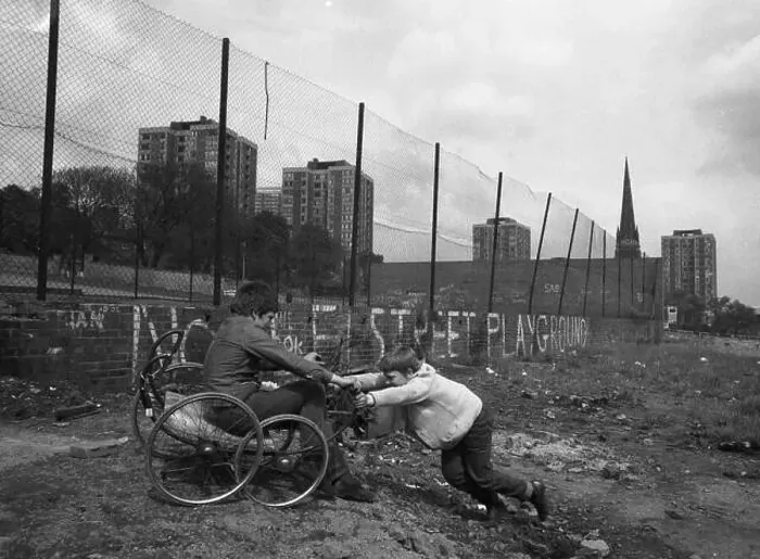 Framed Print : Children playing, Noble Street Playground, Newcastle, c.1971 Framed Print : Children playing, Noble Street Playground, Newcastle, c.1971