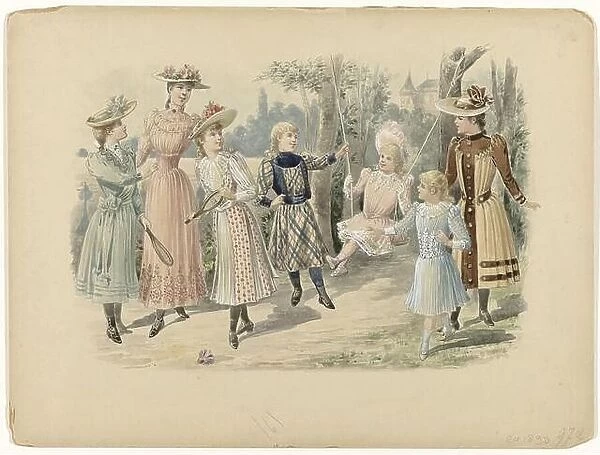 Children's clothing 1890. Fashion plate No. 972 in Le Salon de la Mode et du Costume Paris, 1890