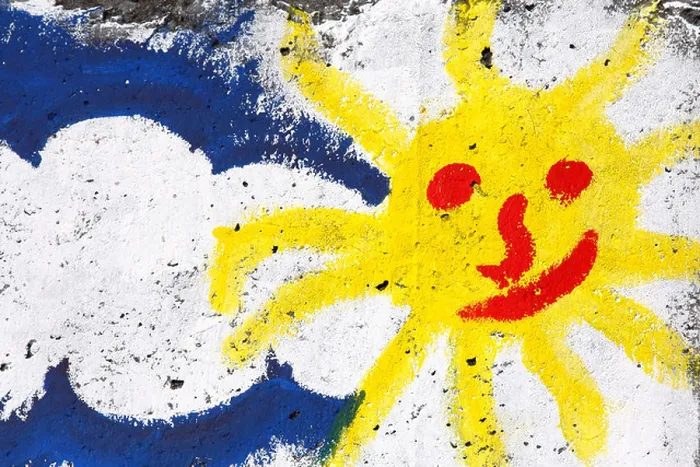 Framed Print : A child's drawing of a happy Sun face smiling Framed Print : A child's drawing of a happy Sun face smiling
