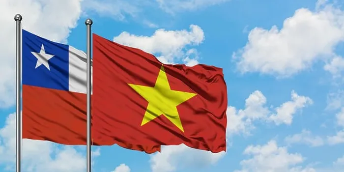 Framed Print : Chile and Vietnam flag waving in the wind against white cloudy blue sky together. Diplomacy concept, international relations Framed Print : Chile and Vietnam flag waving in the wind against white cloudy blue sky together. Diplomacy concept, international relations