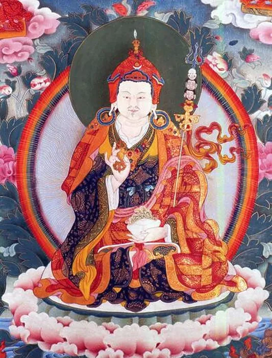 Framed Print : China / Tibet: Thangka / thanka painting of Padmasambhava or Guru Rinpoche (detail)