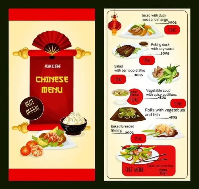 Framed Print : Chinese restaurant menu template with asian cuisine dishes Framed Print : Chinese restaurant menu template with asian cuisine dishes