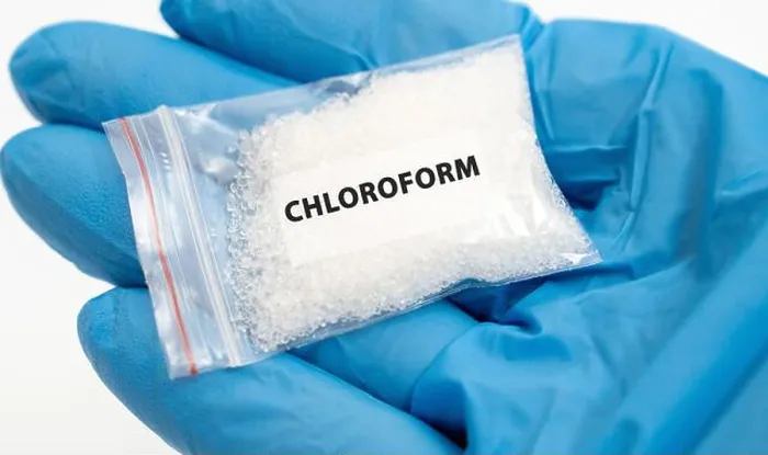 Framed Print : Chloroform drug. A chemical solvent historically used as an anaesthetic, now abused for its sedative effects Framed Print : Chloroform drug. A chemical solvent historically used as an anaesthetic, now abused for its sedative effects